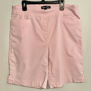 Bella Rose Pink and White Striped Bermuda Shorts